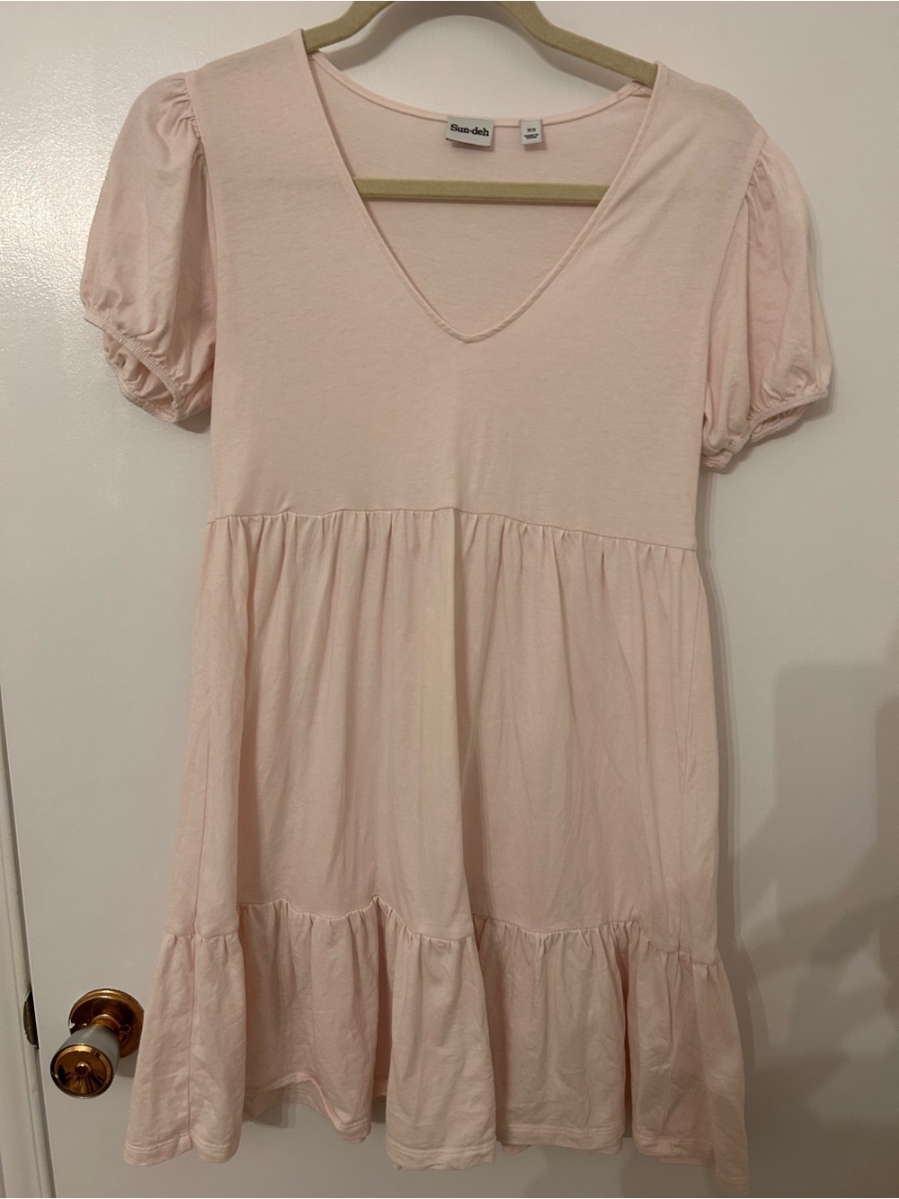 Sun-deh Blush Pink V-Neck Babydoll Dress